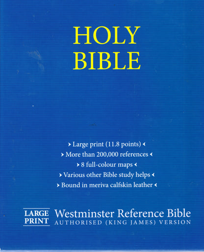 Large Print Westminster Reference Bible - Black Meriva Calfskin Leather