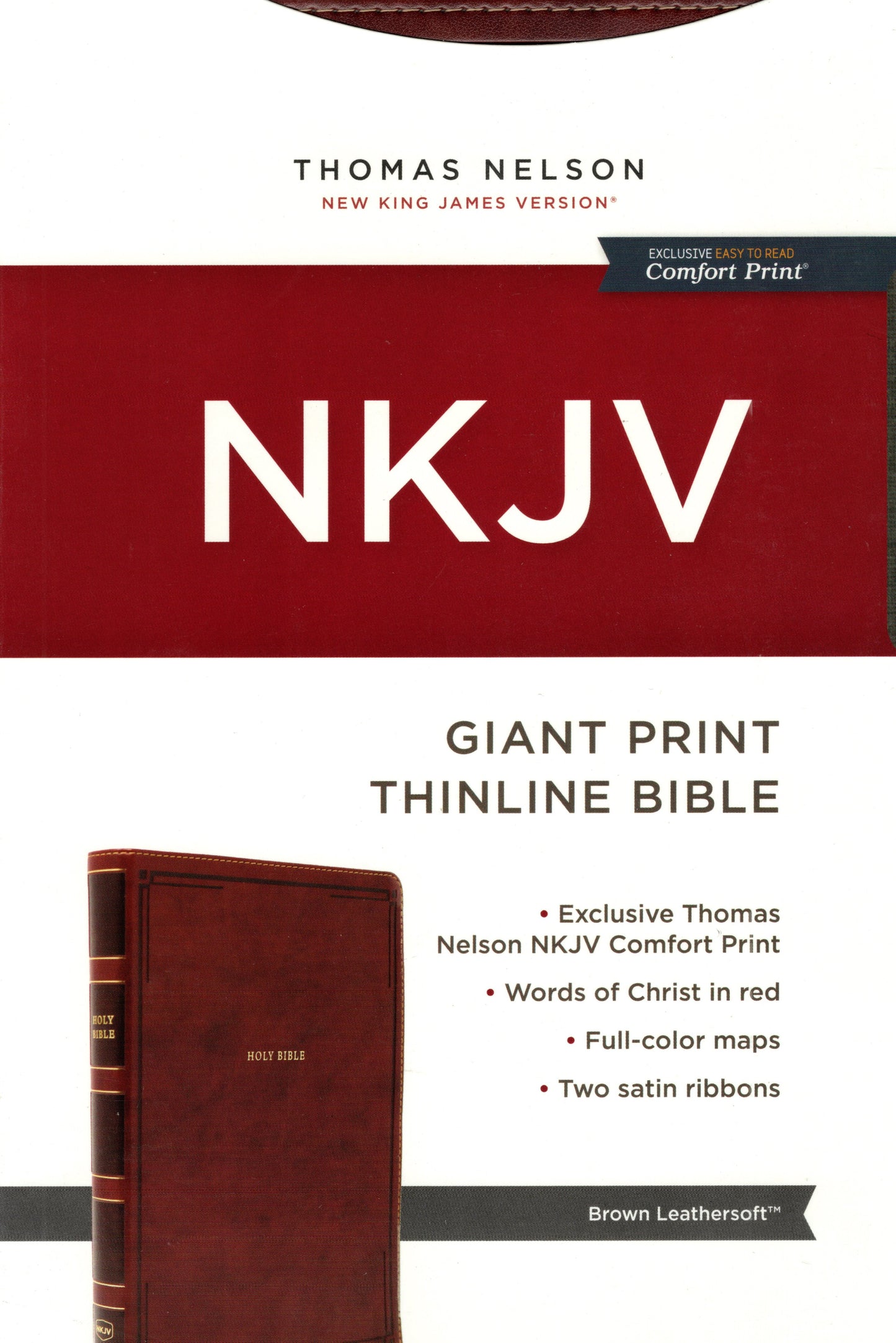 NKJV Giant-Print Thinline Bible, Comfort Print--soft leather-look, brown