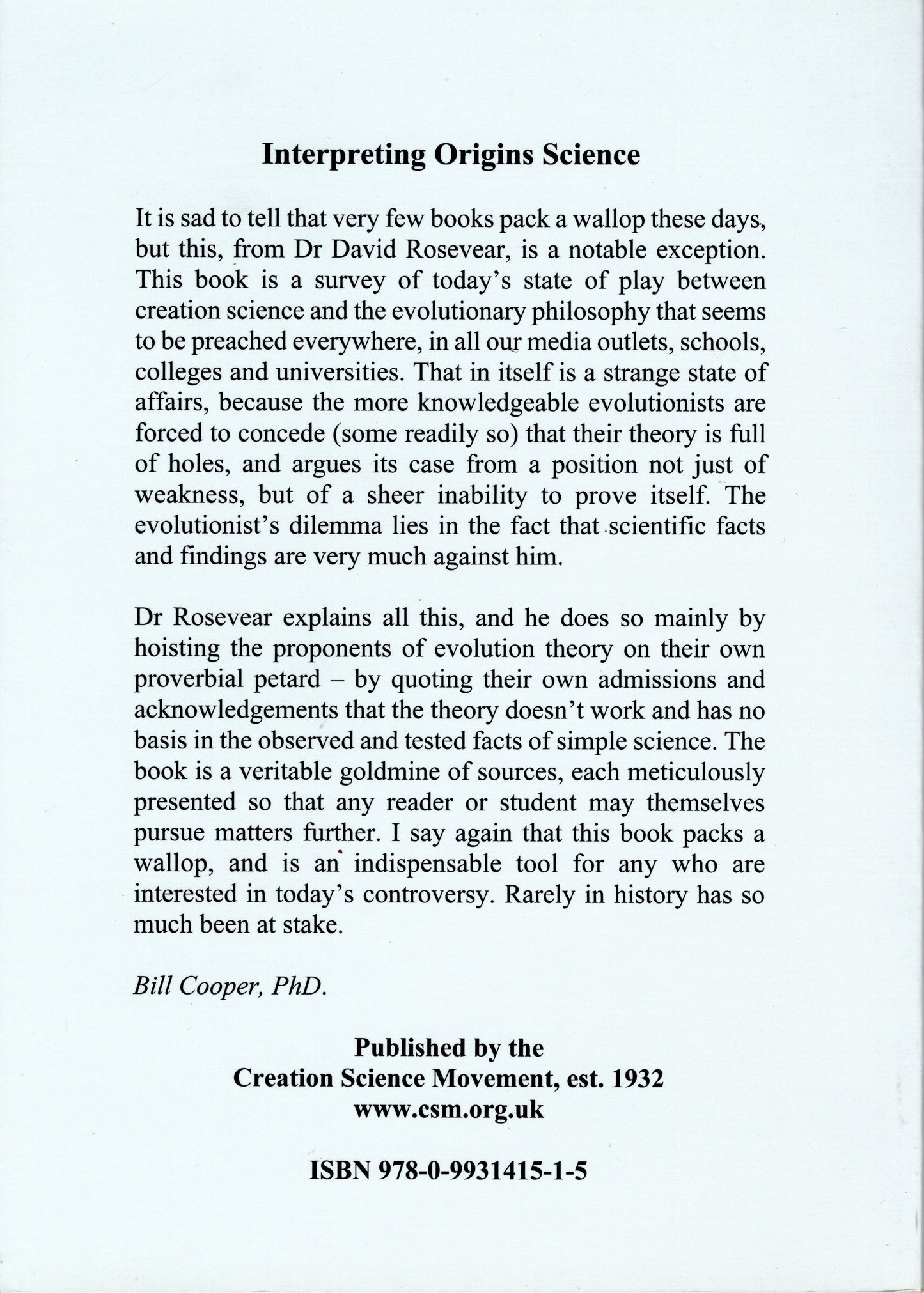 Interpreting Origins Science