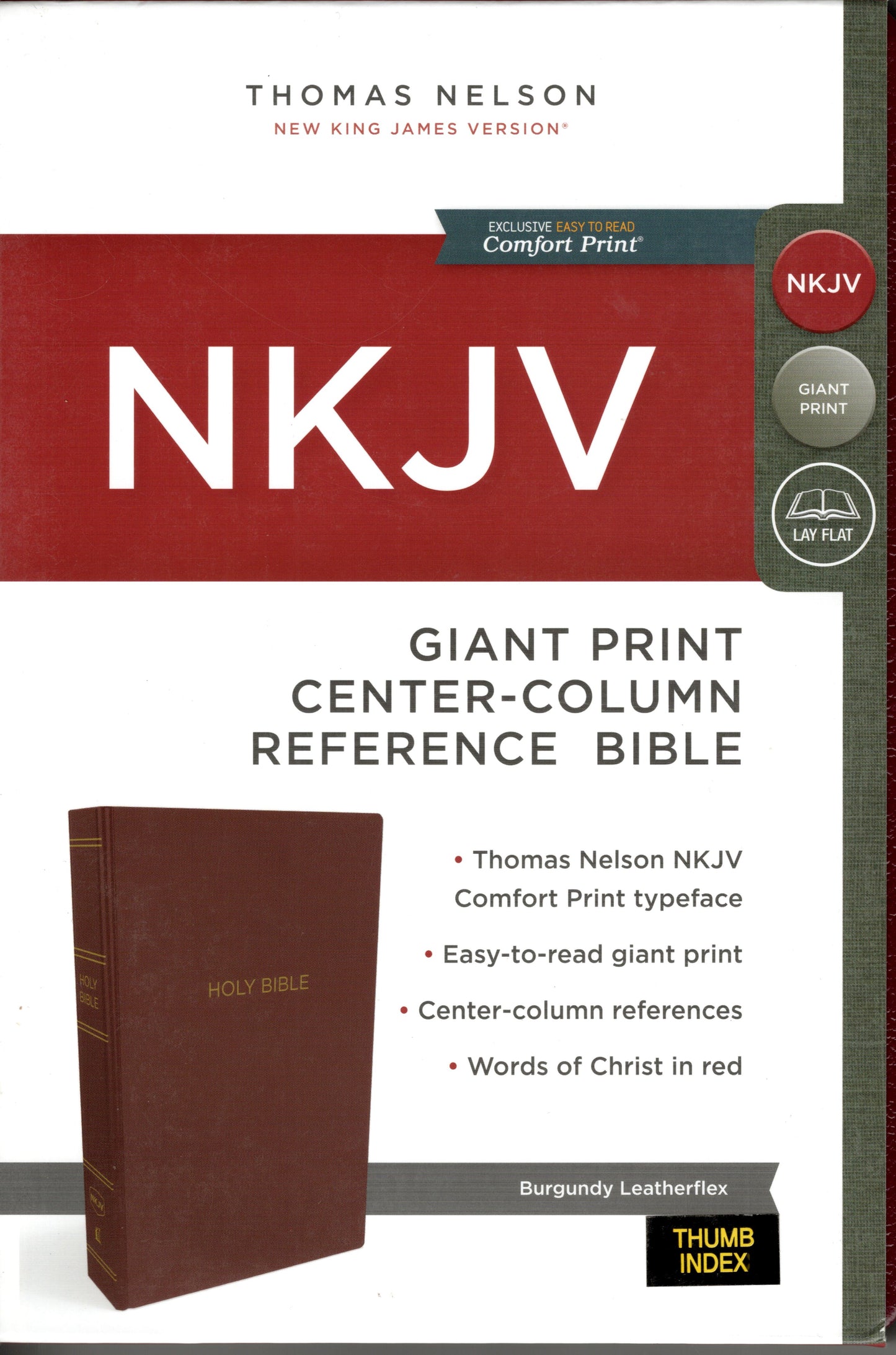 NKJV Reference Bible, Burgundy, Giant Print, Indexed