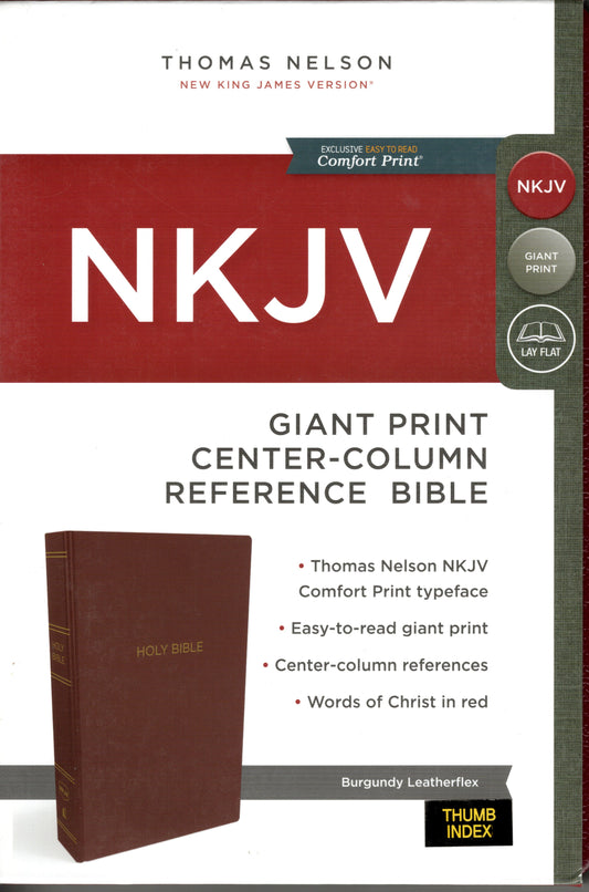 NKJV Reference Bible, Burgundy, Giant Print, Indexed
