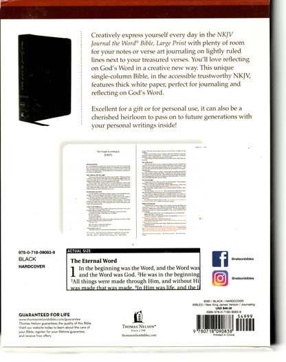 NKJV Journal the Word Large Print - Black